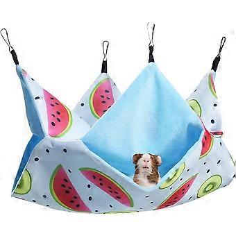 Small Animal Hammock, 2 Layers Velvet Hanging Bed for Hamster, Guinea Pig, Ferret, Chinchilla