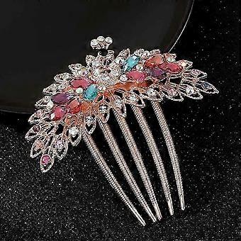 SNDO-Bridal Hair Comb Colorful Rhinestone Bridal Hair Comb Crystal Slides Women Wedding Hair Accessories
