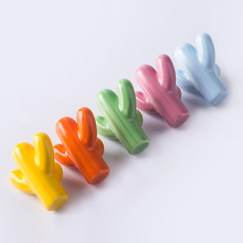 Dww-5 Pieces Cactus Ceramic Knobs, Ceramic Cabinet Knobs, Drawer Handles, Animal Knobs, Children's Knobs, Decorative Furniture Knobs
