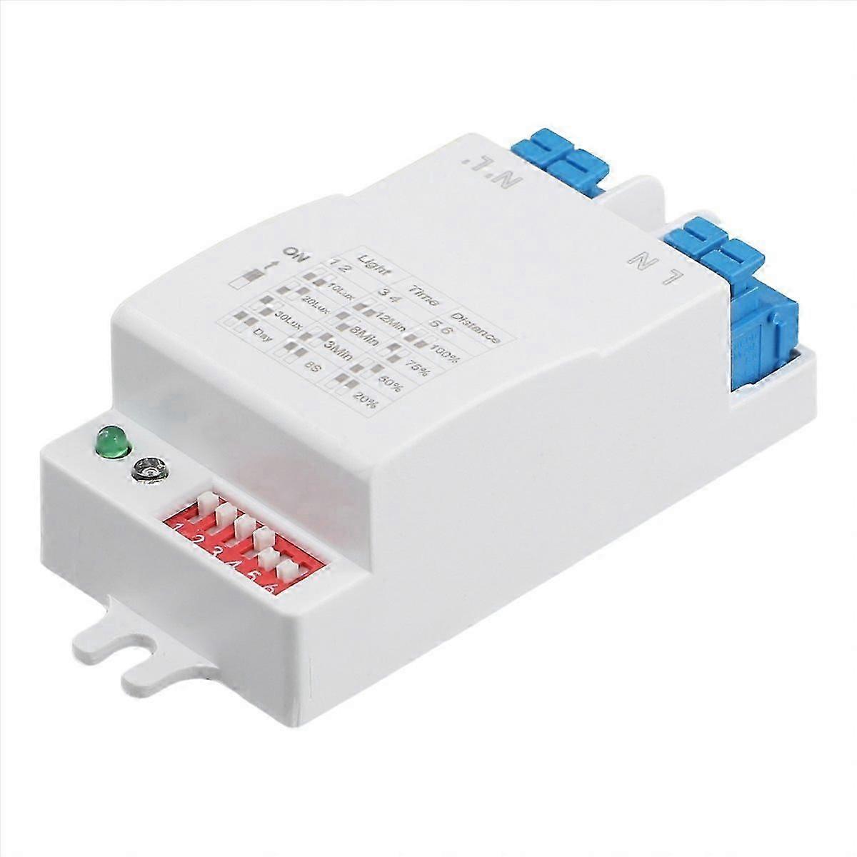 5.8G Microwave Radar Sensor Switch Controller | AC220-240V | IP42 Waterproof | White Plastic