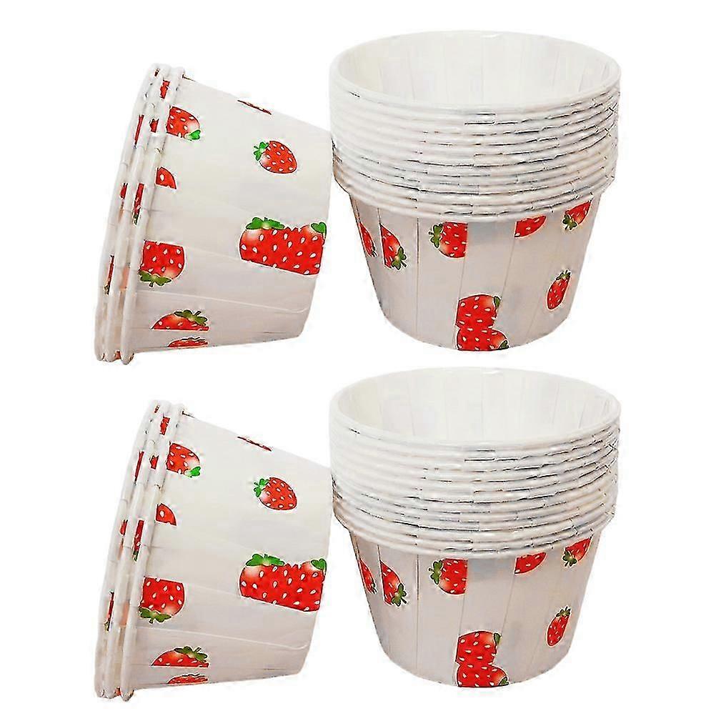 Disposable Egg Cake Paper Cups for Strawberry Dessert Pattern 100Pcs