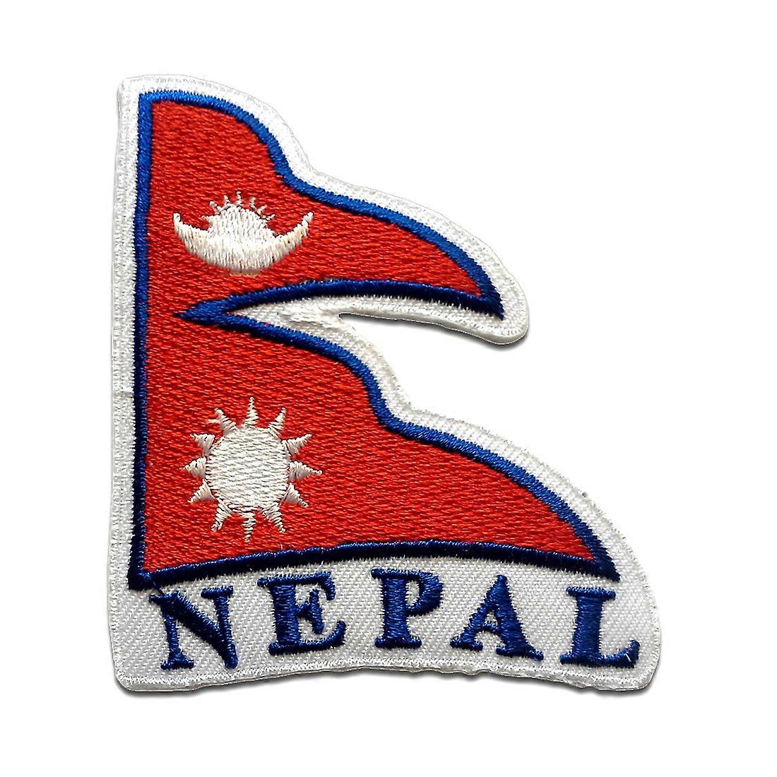 Patch / iron-on patch - Nepal flag flag - red - 7.8 x 6.8 cm - iron-on patch