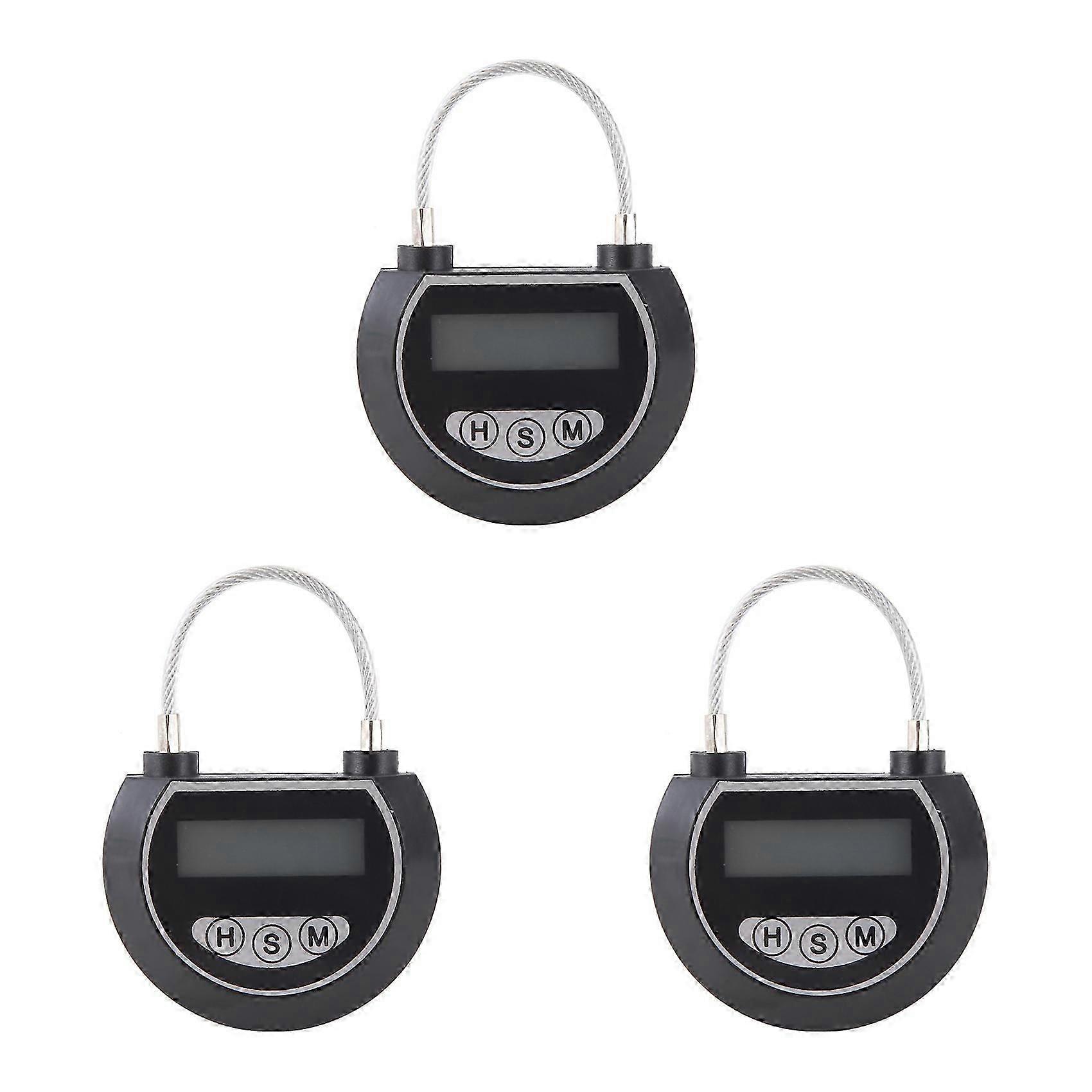 3X Electronic Time Lock Timer Lock Container Multi Function Time Lock Bin for Toys Black  QL