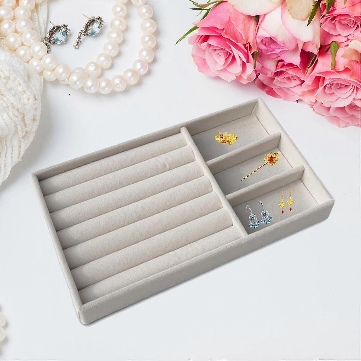 Multipurpose Jewelry Tray Organizer Drawer Inserts Container Flocking Cloth Large Capacity