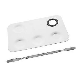 Makeup Mixing Palette - Durable Stainless Steel Tray with Spatula for Foundation and Color Mixing
