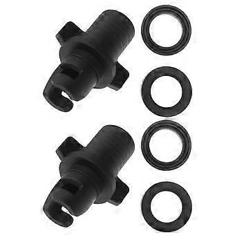 Connector Boat Air Adapter Rubber for Inflatable Boat 2Pcs Black