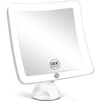 Espelho de aumento 20x com luz LED, espelho de maquiagem iluminado atualizado com aumento SH