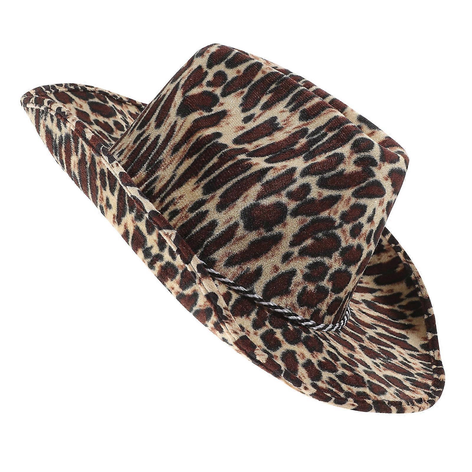 Leopard Pattern Cowboy Hat Stage Performance Hat Masquerade Hat Party Decor Hat