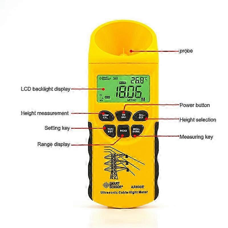 Cable Height Meter LCD Display Cable Height Measuring Instruments Test Tool AR600E