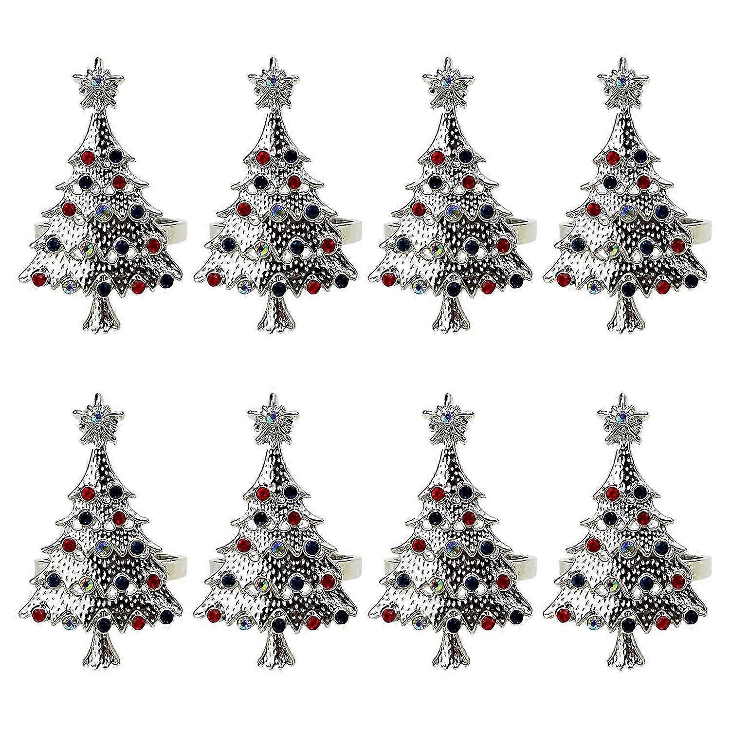 Napkin Rings 8,compatible with Wedding, Party (Silver)