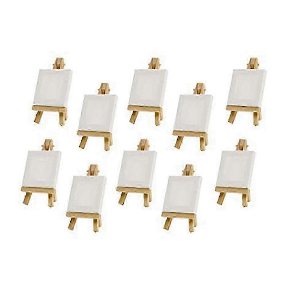 10 Sets Mini Display Easel With Canvas 8X8Cm Small Table Gift