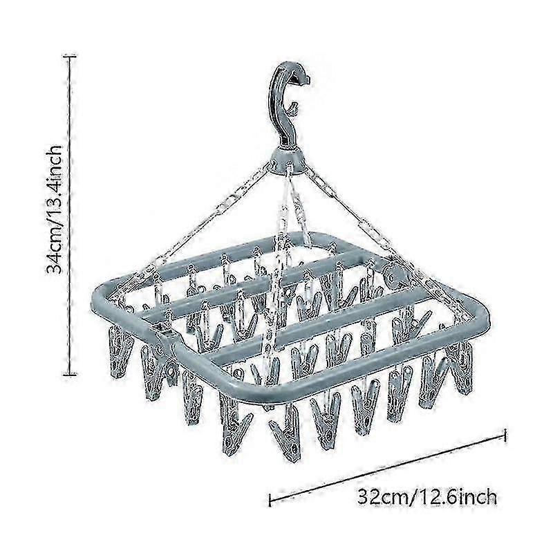 Foldable Laundry Sock Rack, 32 Clips and Drip Tray
