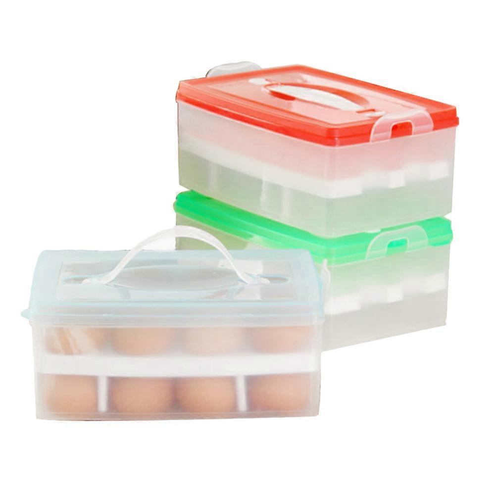Egg Storage Box for Kitchen Use Plastic Crisper 1Pcs Two Layers 24 Grids Container