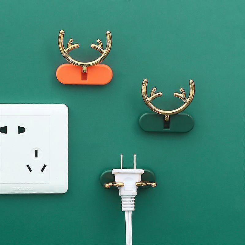SZTXJ 3PC Antler Plug Hook Data Cable Headphone Cable Storage Non Perforated Plug Fixer