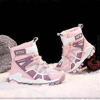 Snow Boots with Hook-And-Loop Closure, Fleece-Lined Warm High-Top Winter Shoes, Thickened Sole