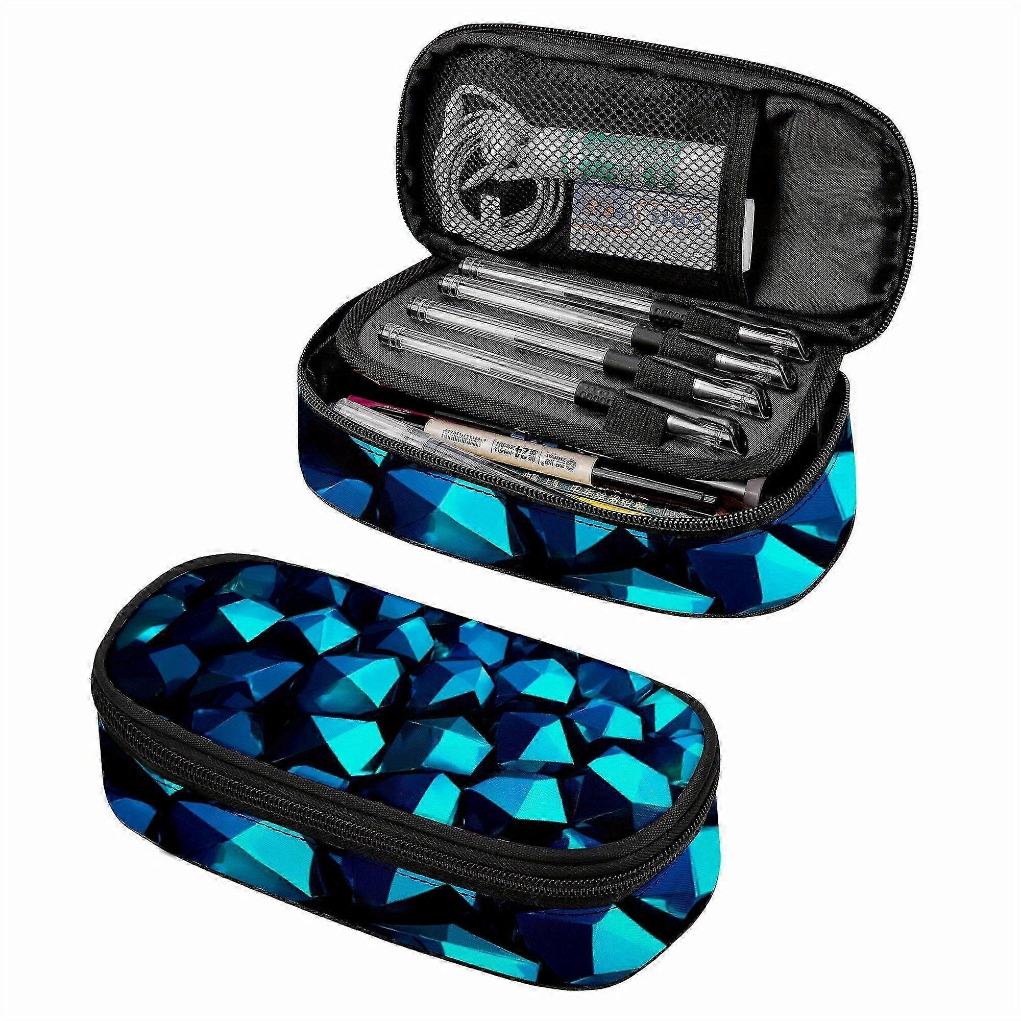 Turquoise Crystal Zip Pencil Case PU