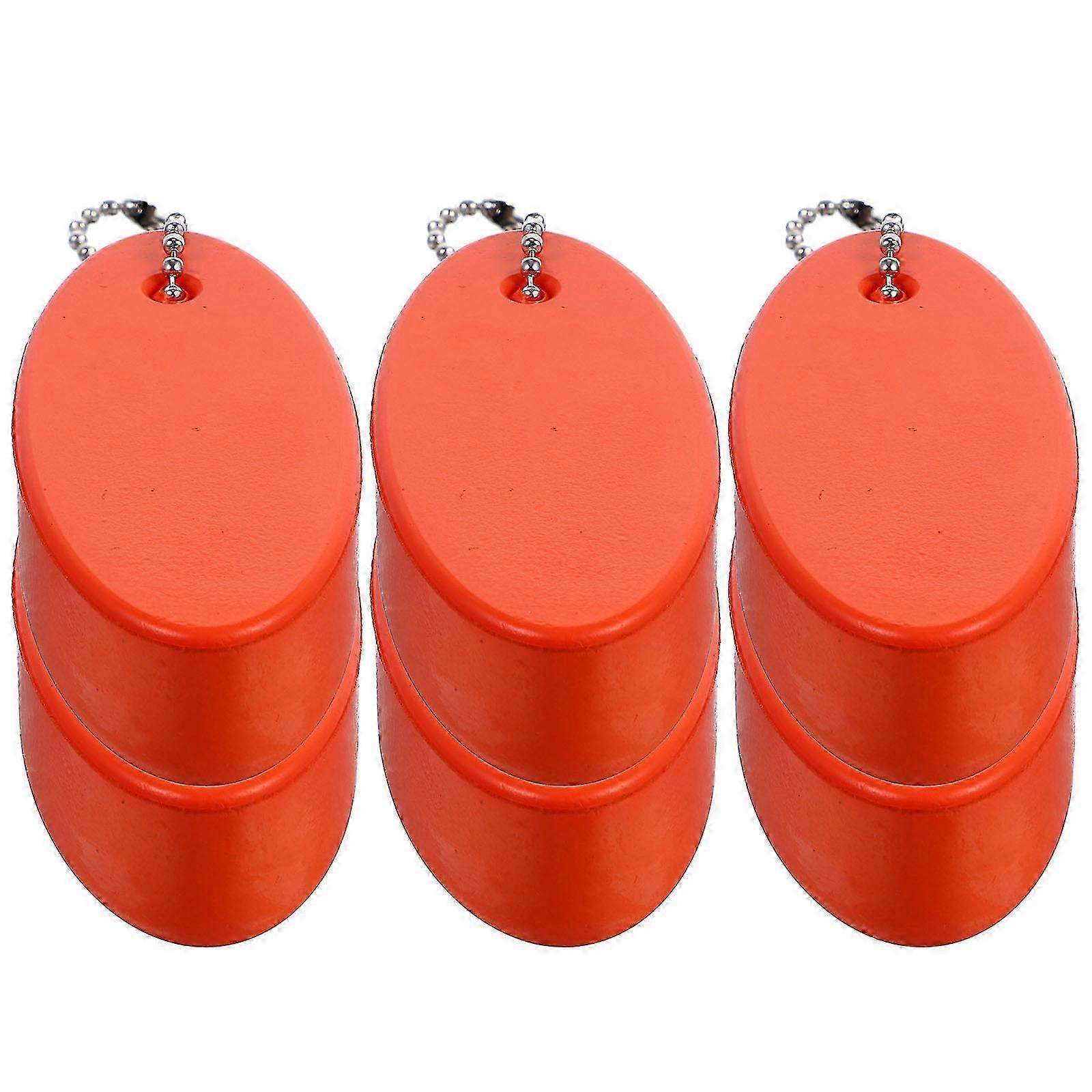 6pcs Floating Keychain Float Oval Key Ring Creative Key Chain (Random Color)