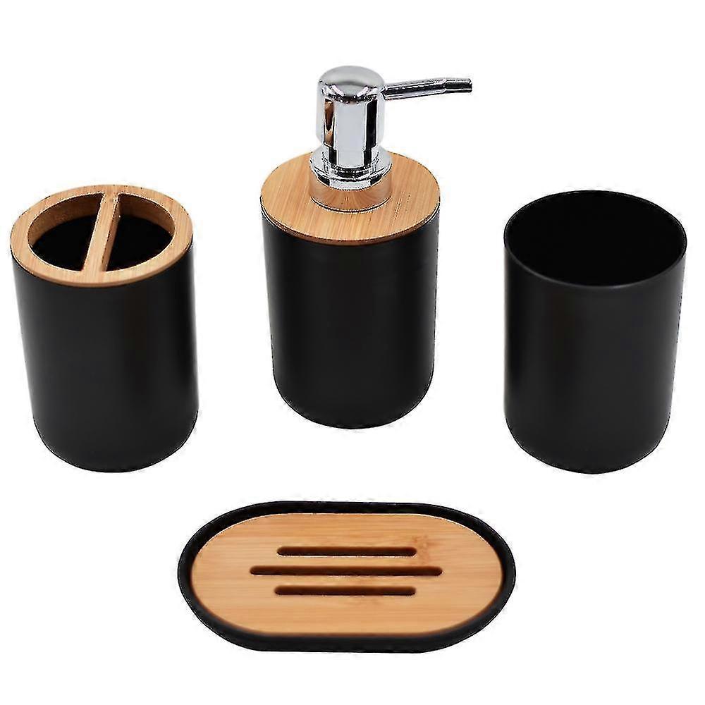 Minimalist 4-Pc Bathroom Set Bamboo