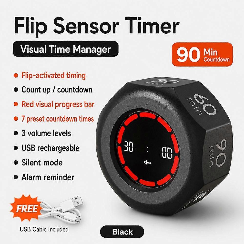 Rotating Pomodoro Timer 6 type Preset, Desk Productivity Flip Timer, ADHD Tool Cube Countdown Stopwatch for Work, Study, Kitchen