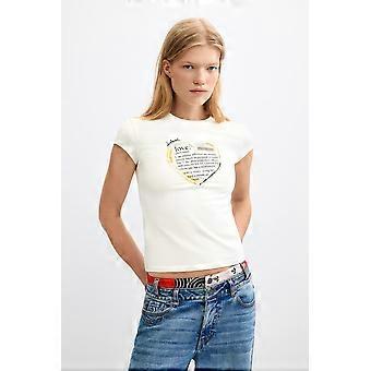 Desigual Love Tshirt with Dictoriary Definititon in Heart Design Black / White 26WWTK44