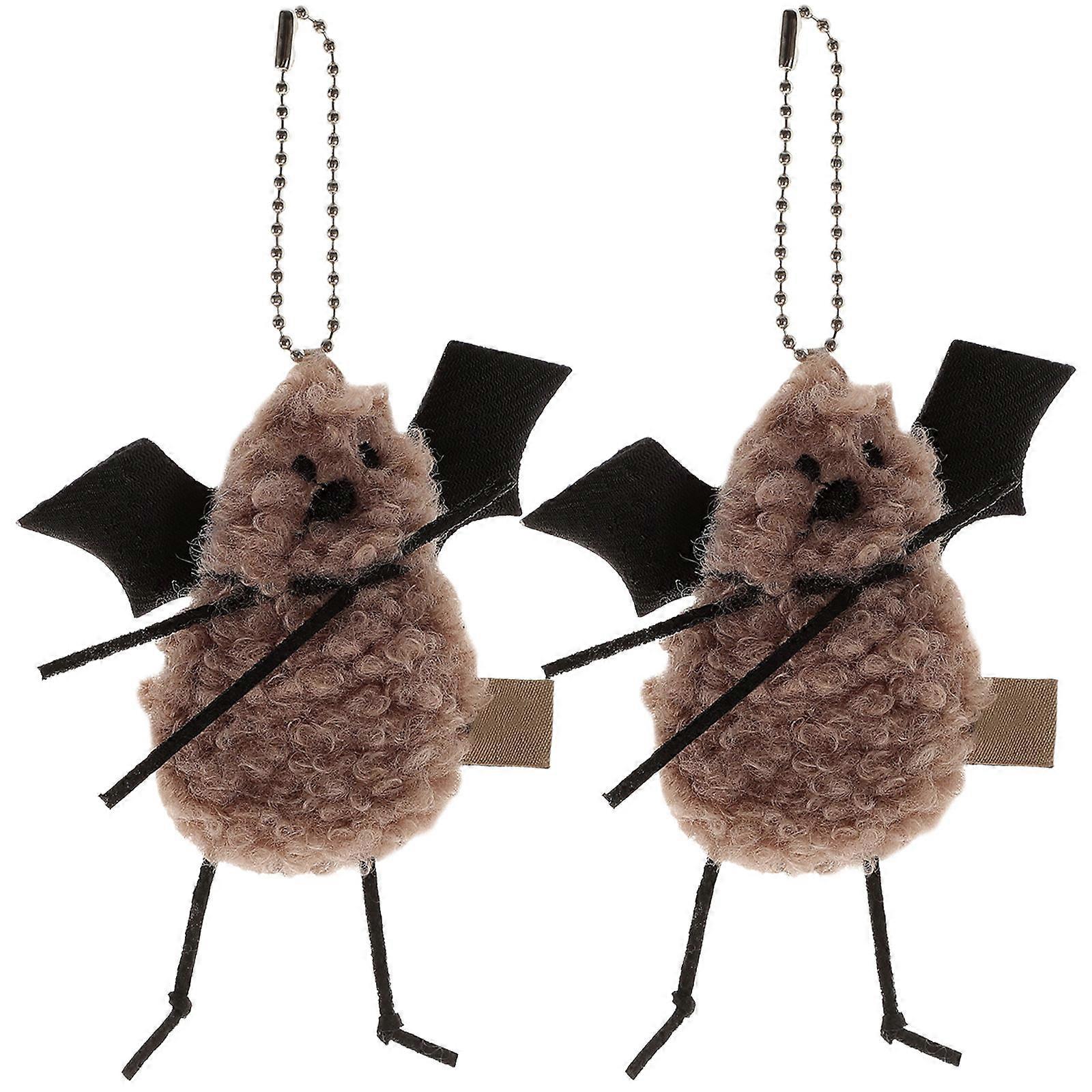 Small Plush Ornaments Backpack Hanging Decor for Bag 4Pcs