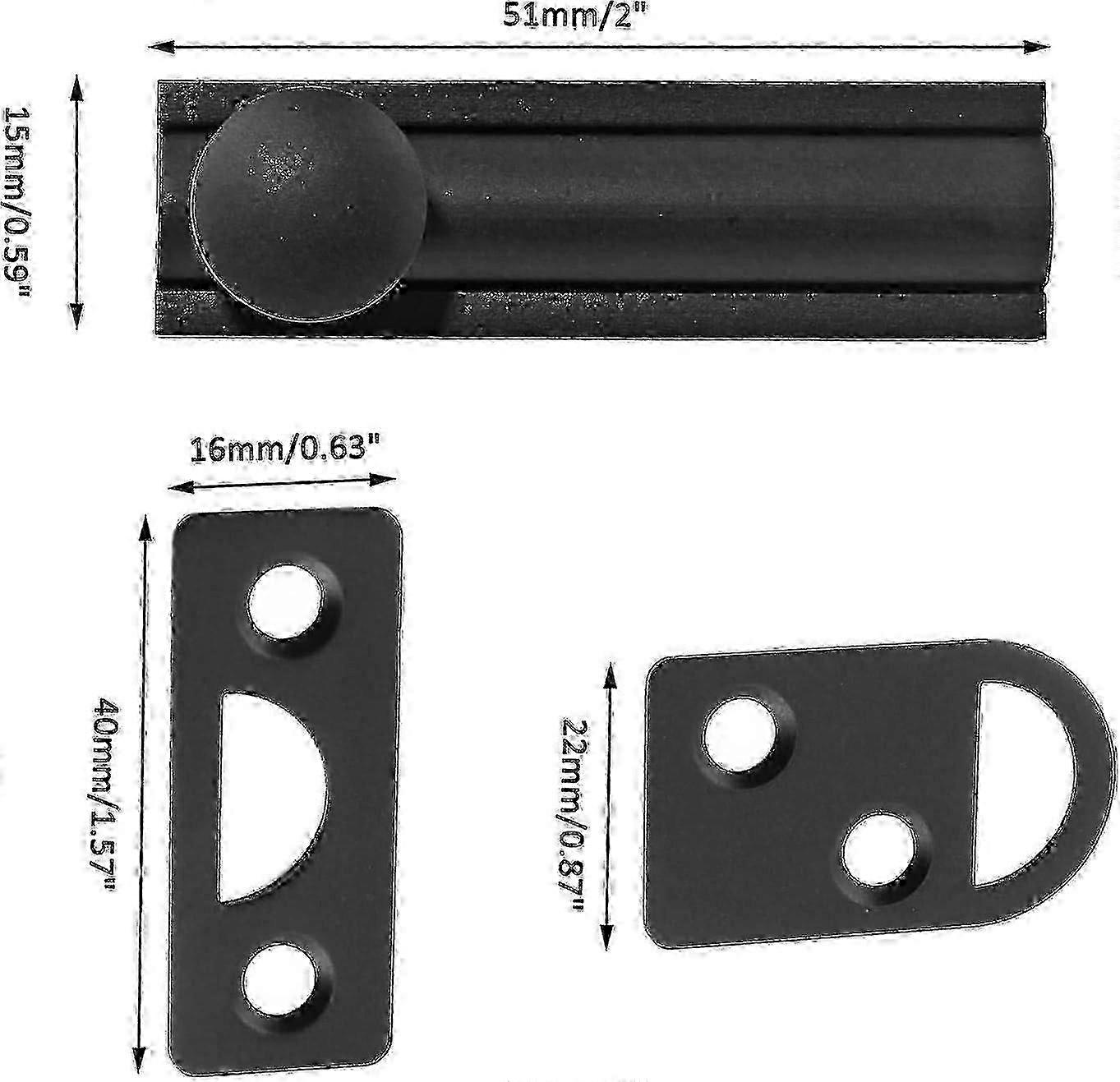 2 Inch Solid Brass Surface Bolt, Brass Slide Bolt Latch, Cabinet Surface Bolt With Screws