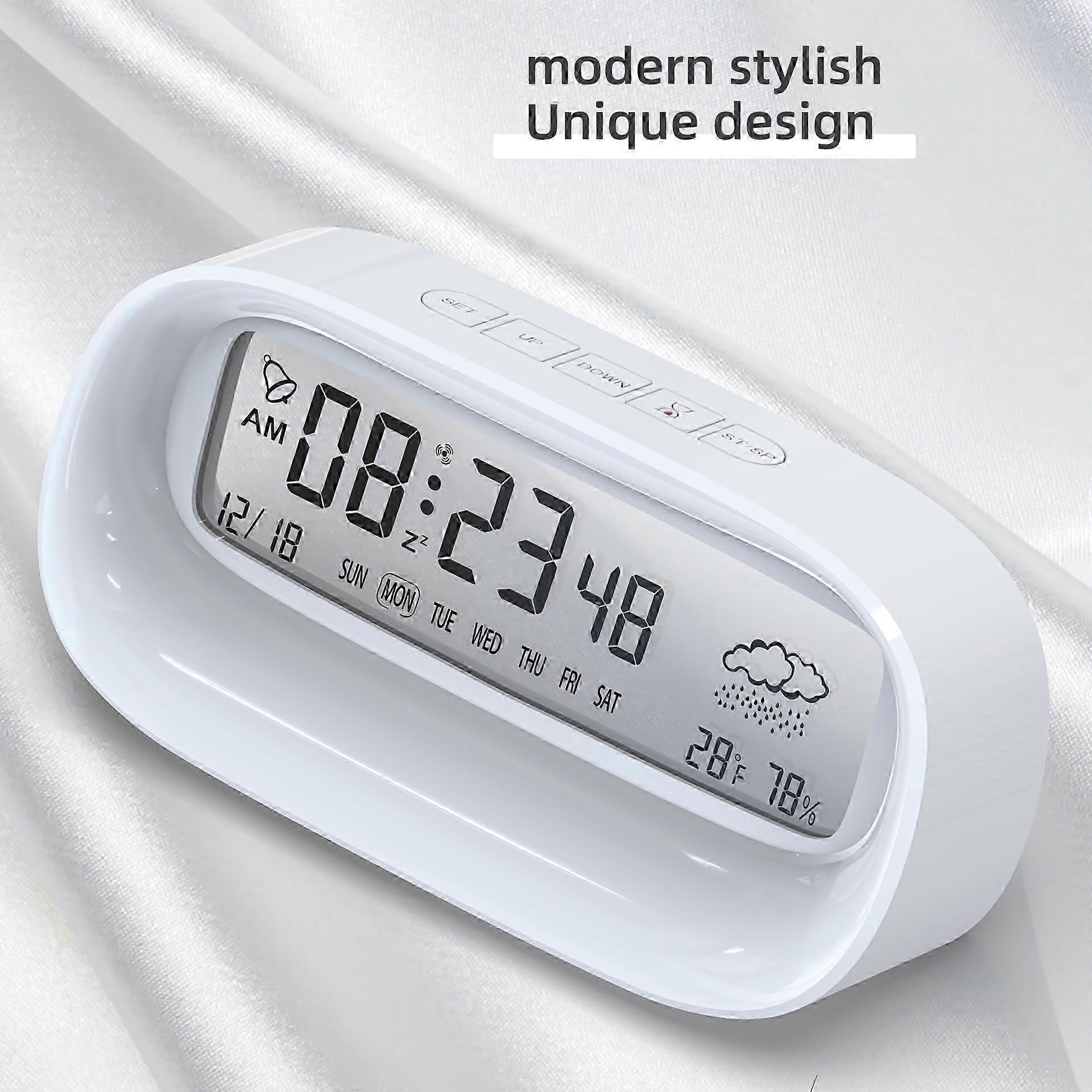 Temp Humidity Alarm Clock With Rechargeable Light