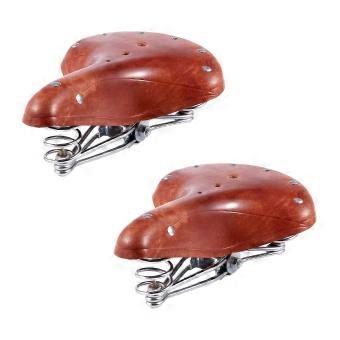 2x Mountain Bike Saddle Retro Leather Soft Comfortable Vintage Spring Cushion