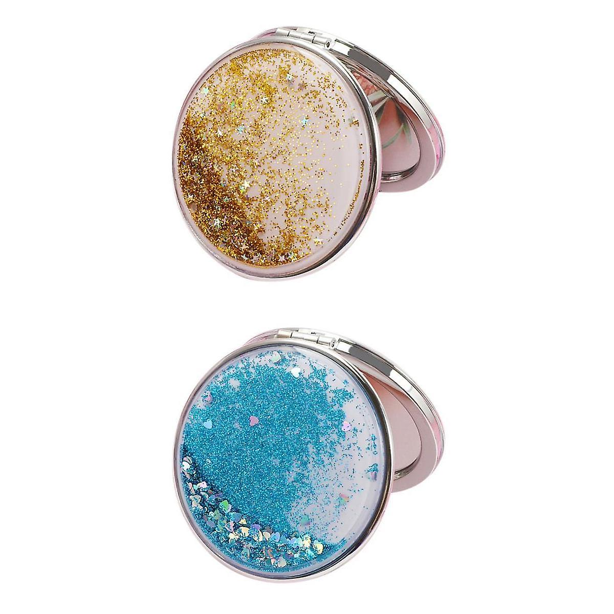 2 Pieces Compact Double Sided Makeup Mirror Portable Folding Mirror