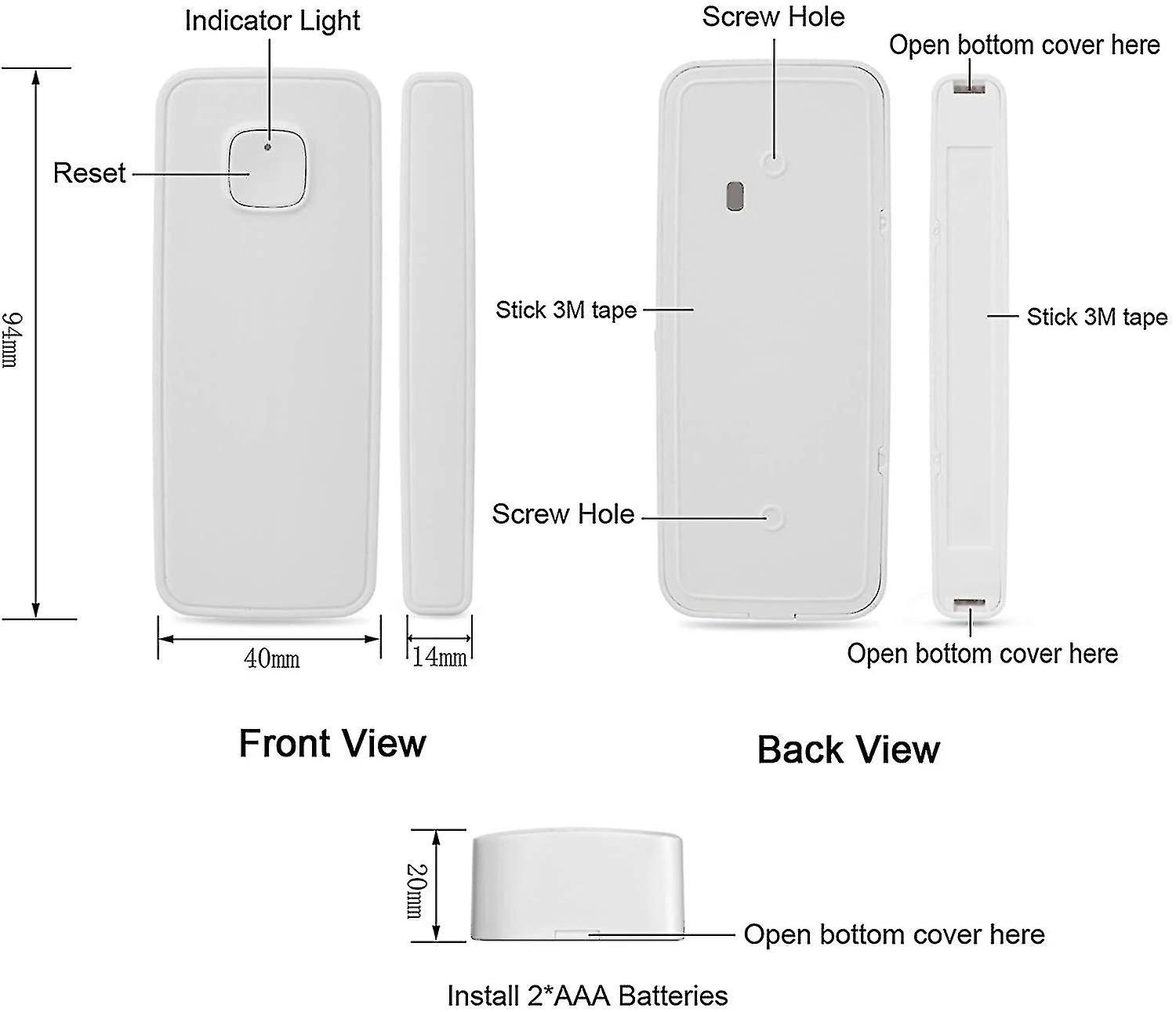 Smart Wifi Door Window Sensor, Security Magnetic Sensor Closed Detector
