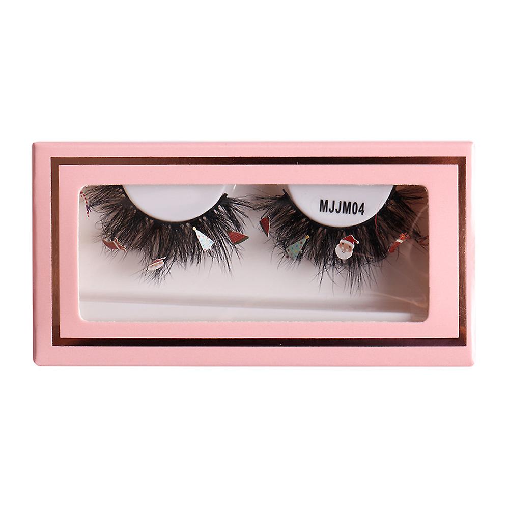 Faux False Eyelashes 25mm Long Dramatic Fluffy Eyelashes With Pink Box Cute Paster