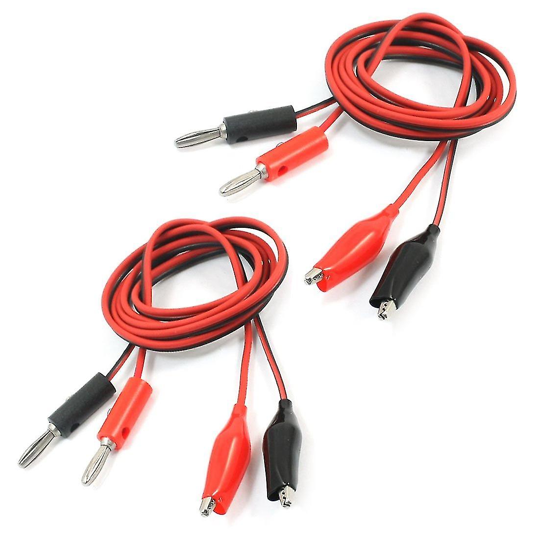 2 Pcs Alligator Clip To Plug Meter Red 1m