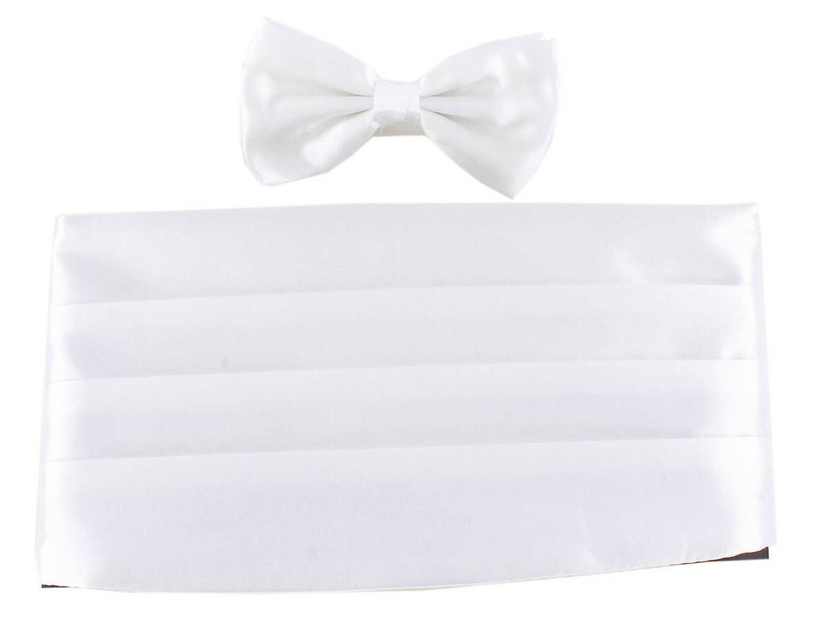 Knightsbridge Neckwear Bow Tie and Cummerbund Set - White