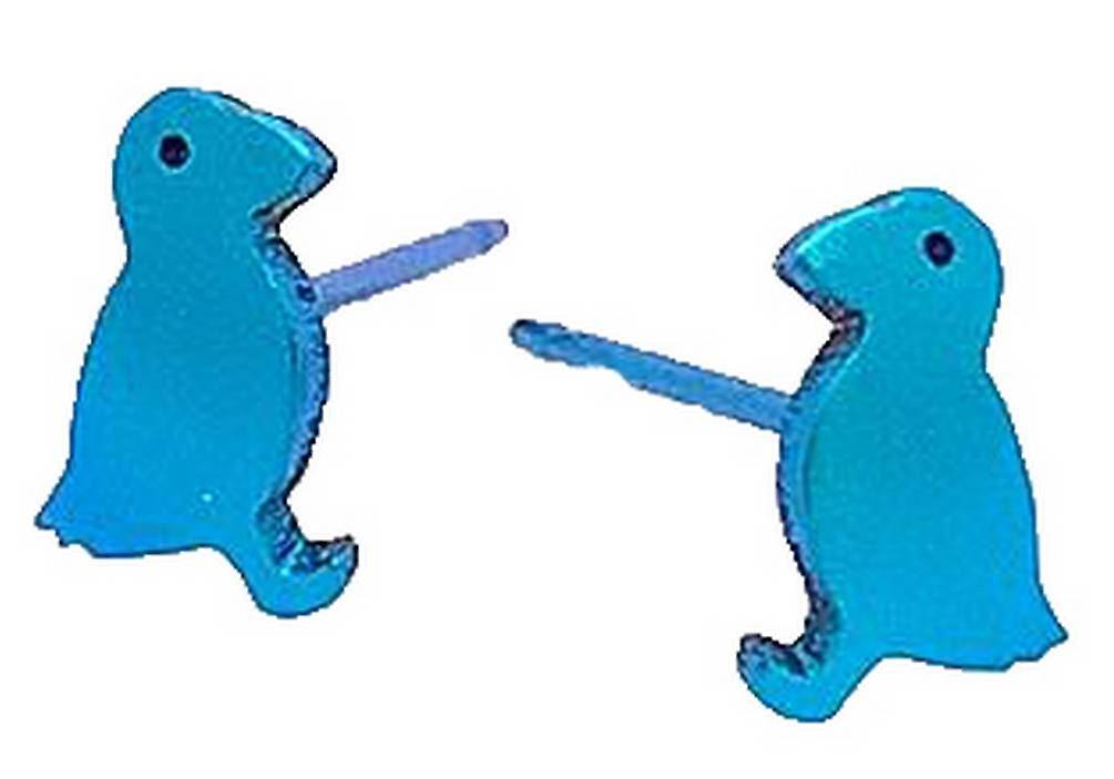 Ti2 Titanium Puffin 9mm Stud Earrings - Kingfisher Blue
