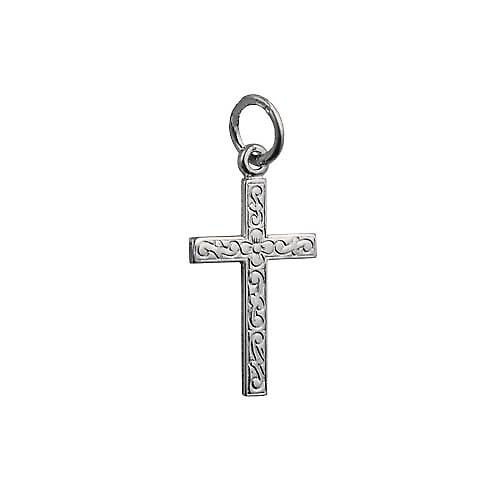 Silver 18x12mm embossed latin Cross