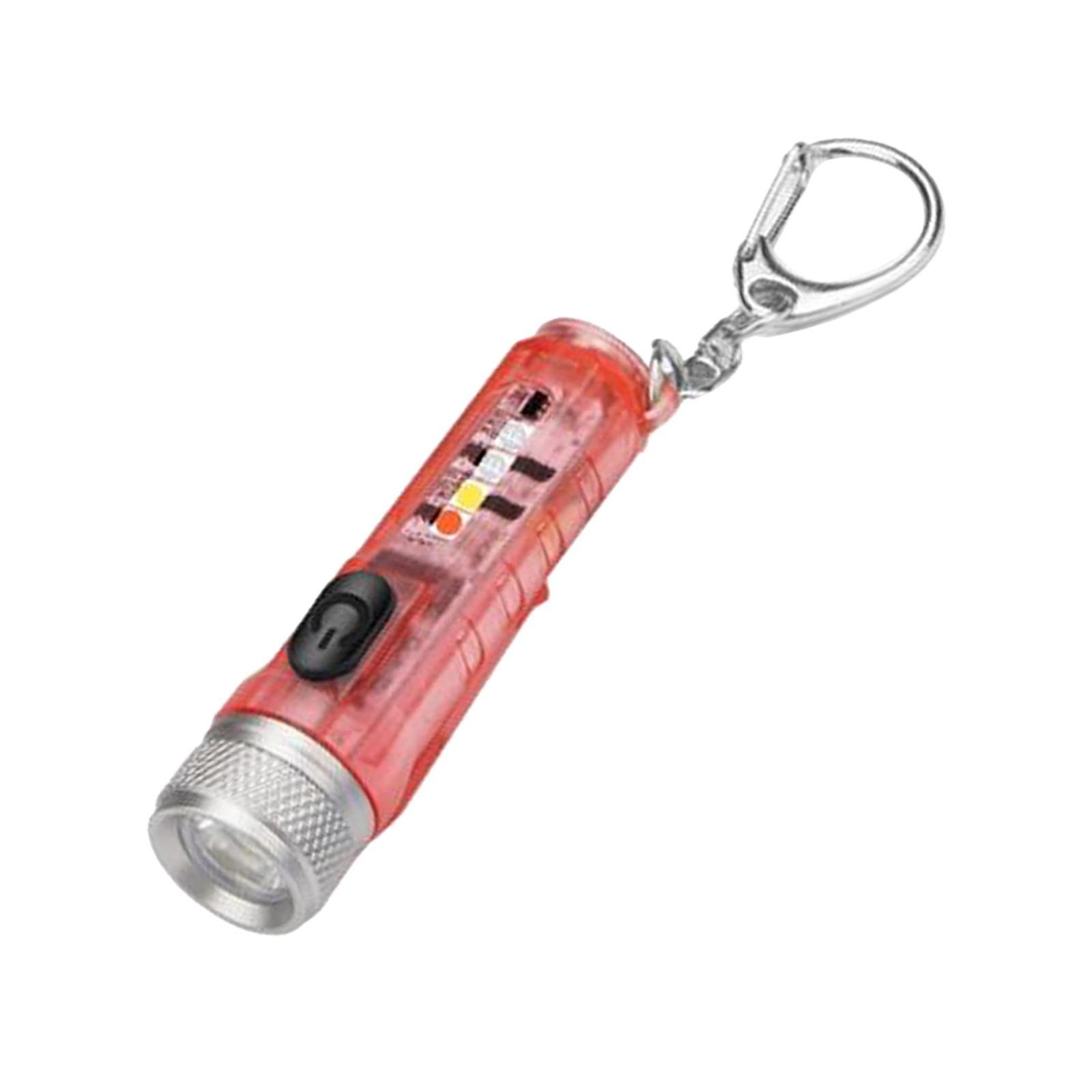 USB Keychain Mini Flashlight Brightness Adjustable for Outdoor Red