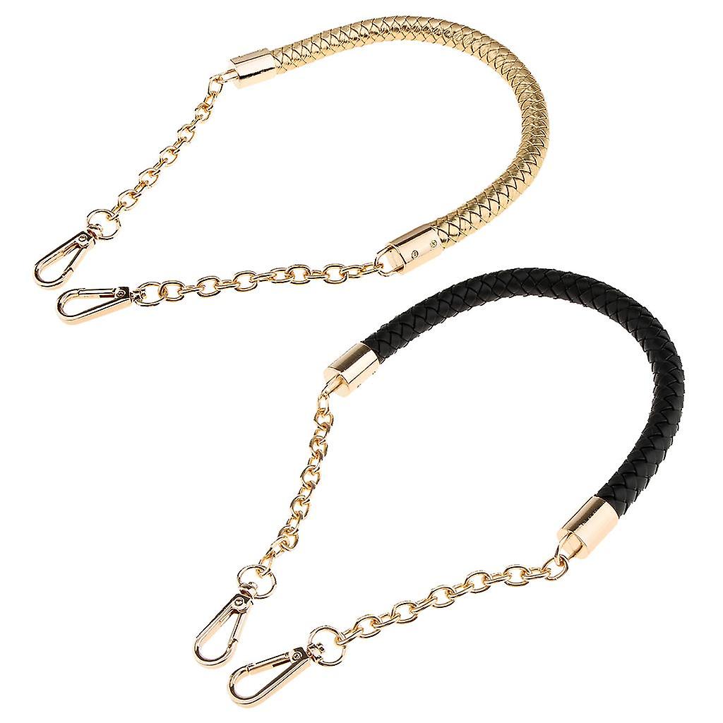 2PCS Women's PU Leather Braided Bag Strap Handle DIY Bag Chain Replacement