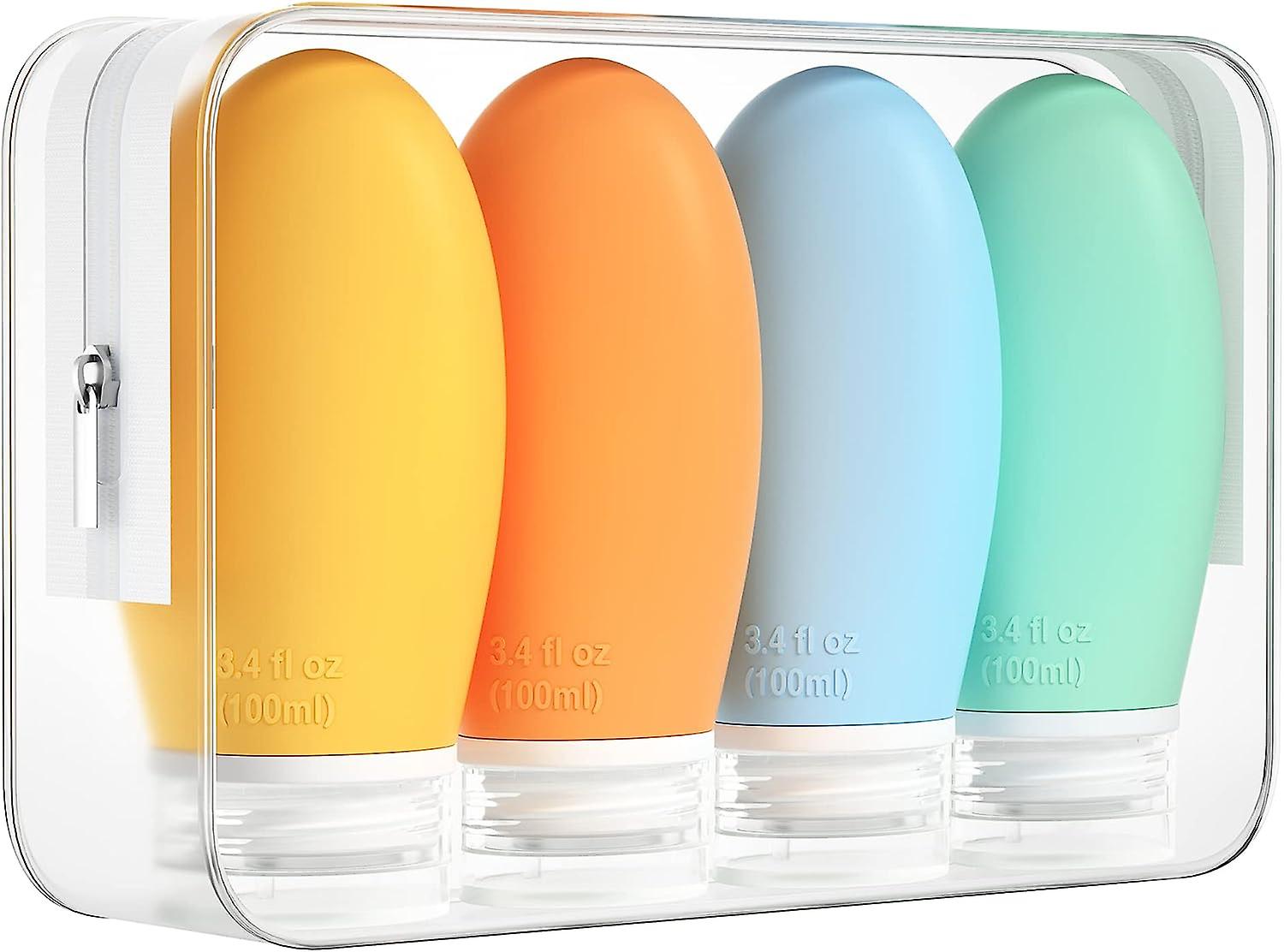 Silicone Travel Bottle For Toiletries Leak Proof Refillable Squeezable Containers 4 Pack (100ml )