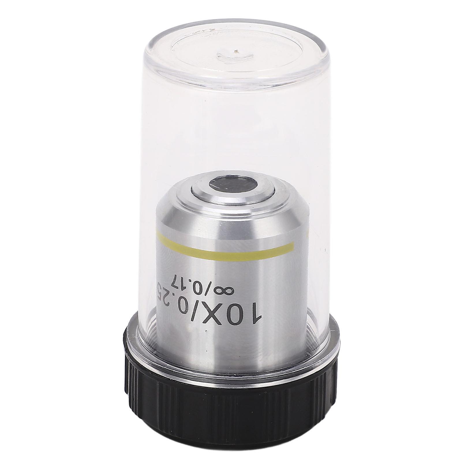 195 Biological Microscope Achromatic Objective Lens Optical Glass 20.2mm RMS Thread 10X Infinity Biological Objective Lens