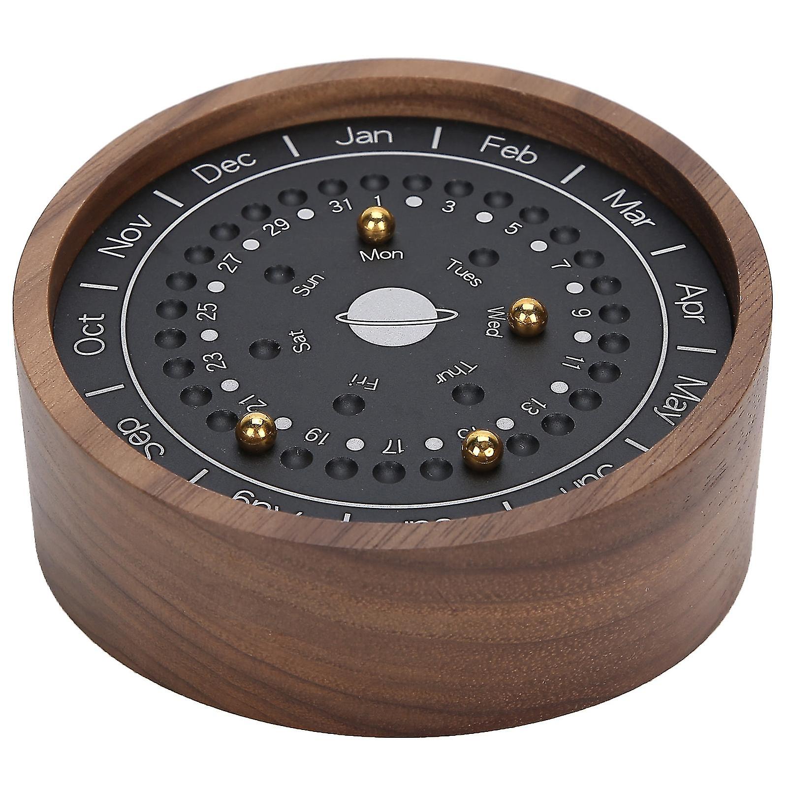 Planetary Calendar Wooden Business Table Desk Calendar Office Home Decoration Ornamentsblack