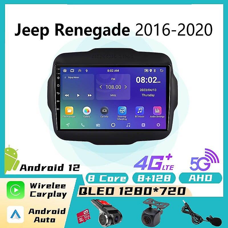 Android Car Radio For For JEEP Renegade 2016-2020 Wireless CarPlay Android 12 Stereo GPS Navigation