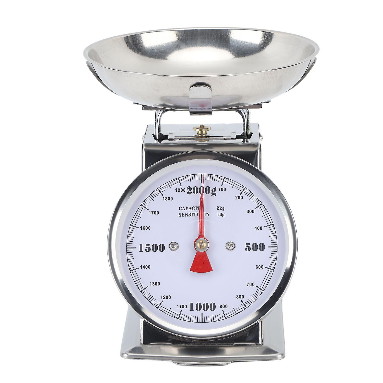 High precision stainless steel mechanical scale with removable bowl for cooking, baking and cooking, 2 kg capacity