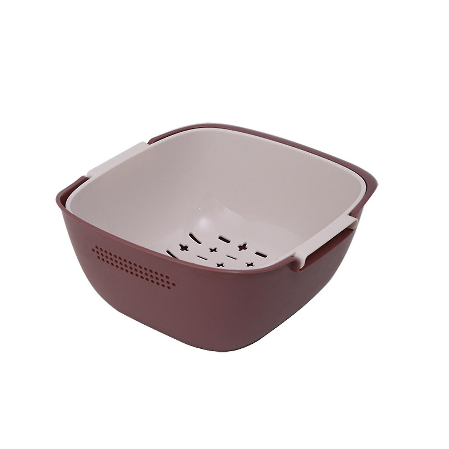 Drain Basket High Capacity Thick Double Layers Small Hole Multi-use Plastic Handle Washing Strainer