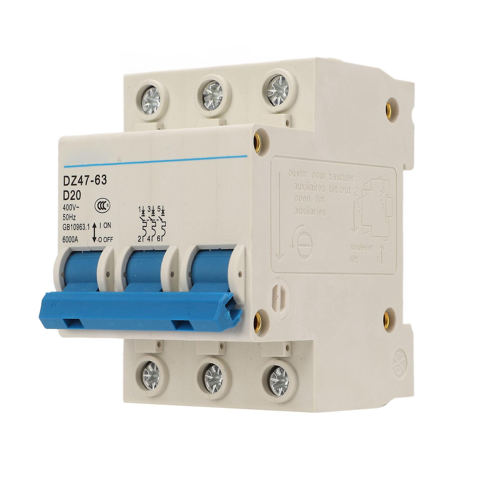 Miniature Circuit Breaker Flame Retardant Housing 3P Automatic Circuit Breaker for Office Building 400V DZ47 63 20A
