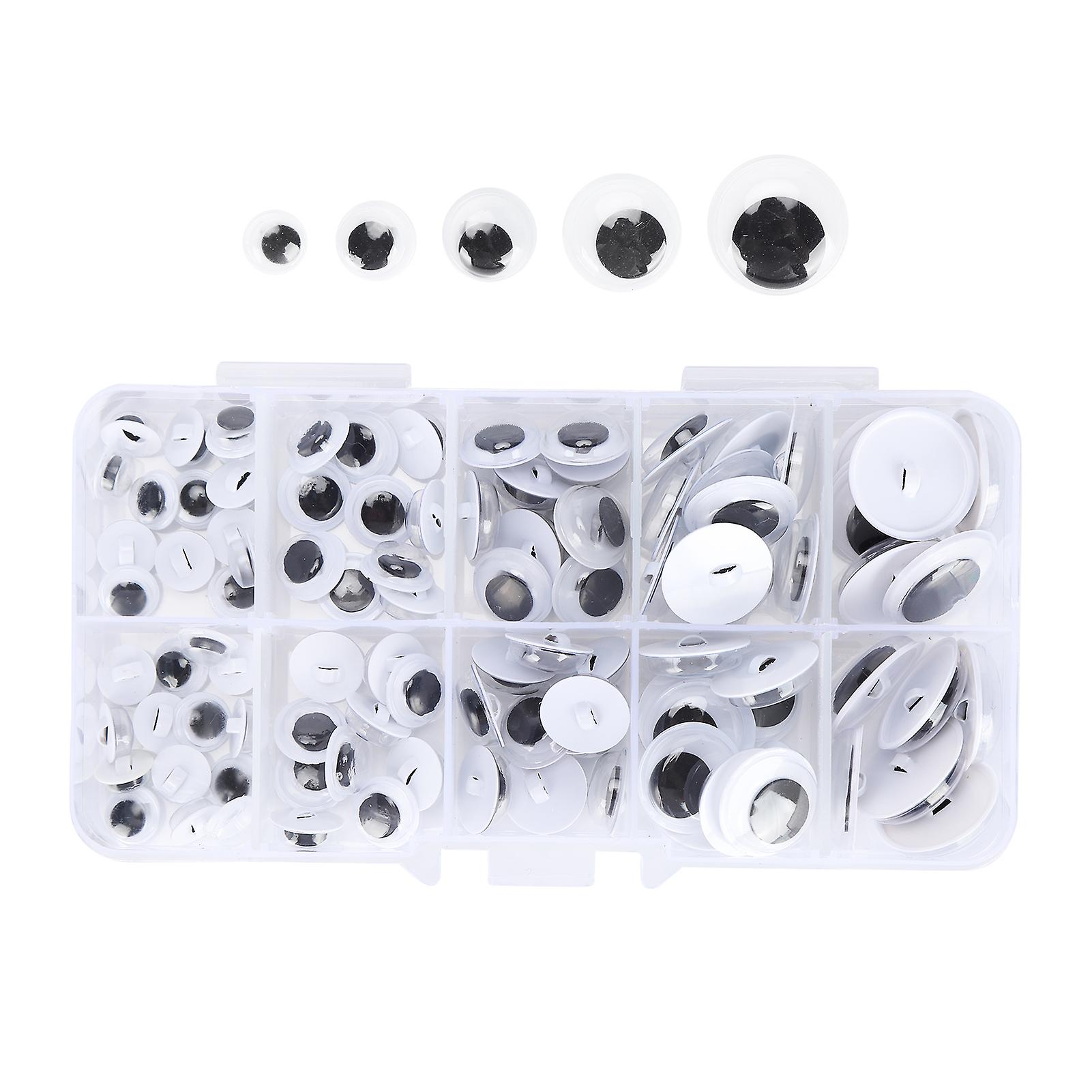 100Pcs Sew On Plastic Eyes Black White Assorted Sizes 8-18mm