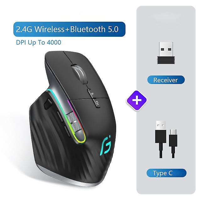Multi-Device Wireless Mouse Bluetooth 5.0 & 3.0 Mouse 2.4G Wireless Portable Optical Mouse Ergonomic
