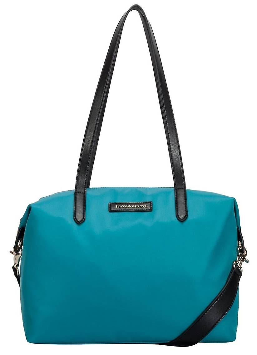 Smith and Canova Nylon Zip Top Tote Bag - Teal Blue