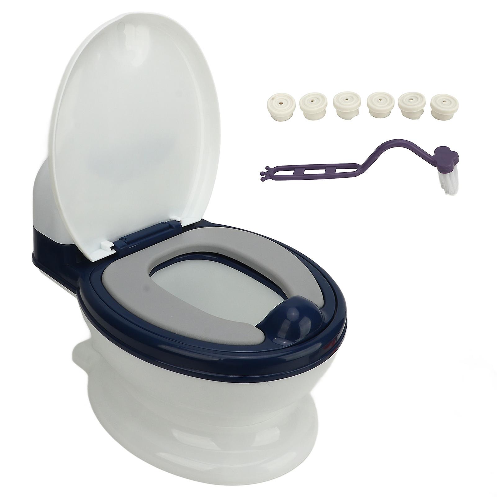 Toddler Transition Potty Trainer with Detachable Soft PU Cushion, Non-Slip Potty Training Toilet in Blue and White for Easy Cleaning