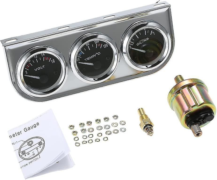 Öldruck Celsius Wassertemperaturmesser Voltmeter Chrom 3 in 1 Messgerät Kit Auto Motorrad Messgerät 