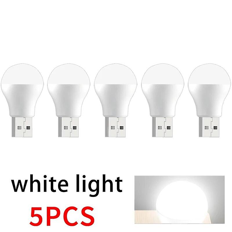 5/10pc Usb Plug Lamp Night Light Computer Mobile Power Charging Usb Light Bulb Eye Protection Reading Lamp Round Small Book Lamp